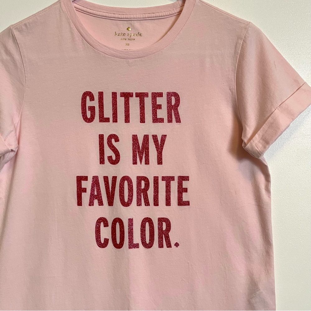 Vintage Kate Spade Glitter pink cuffed sleeve shirt
